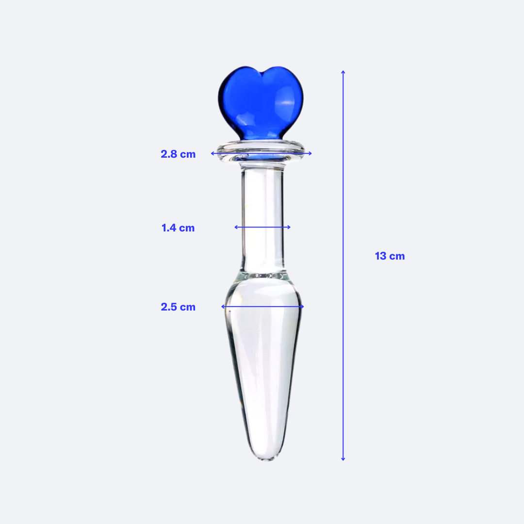 Crave Heart Glass Butt Plug In Blue