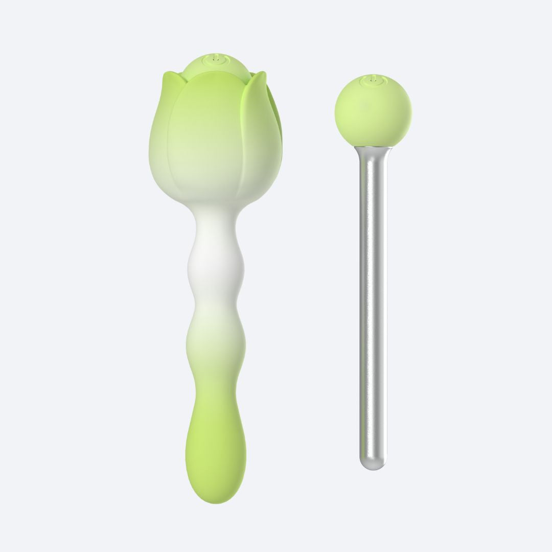 Rose Duo 2-in-1 Silicone & Steel Vibrator The Oh Collective Rose Duo 2-in-1 Silicone & Steel Vibrator The Oh Collective