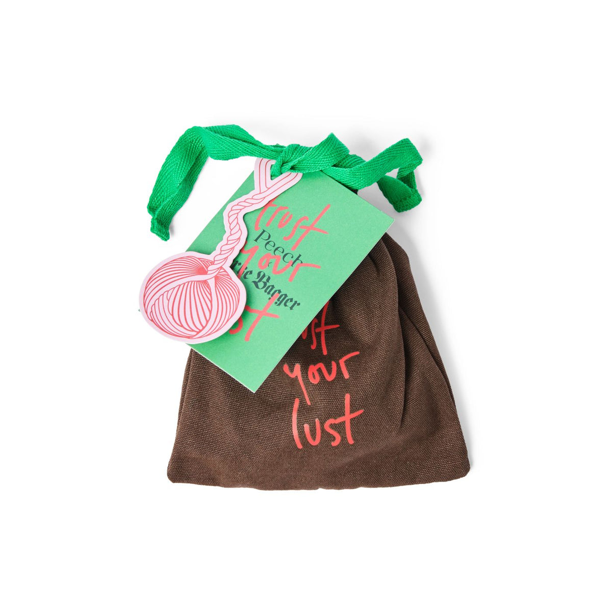 Canvas storage pouch with Trust Your Lust label
