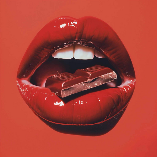 Date night sex chocolate between lips, horny chocolate, libido-boosting chocolate