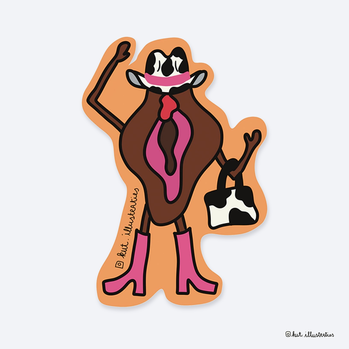 KUT STICKER - Cowboy Love on a pale grey background