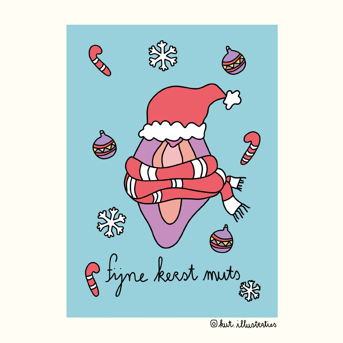 Fijne Kerst Muts - A6 Postkaart
