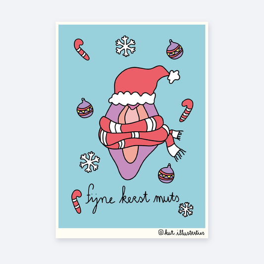 Fijne Kerst Muts - A6 Postkaart on a pale grey background