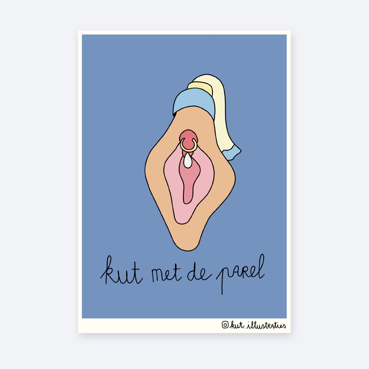 Kut met de Parel- A6 Postkaart on a pale grey background