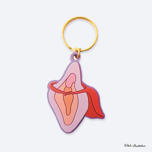 KUT SLEUTELHANGER - Super Kut Lila on a pale grey background