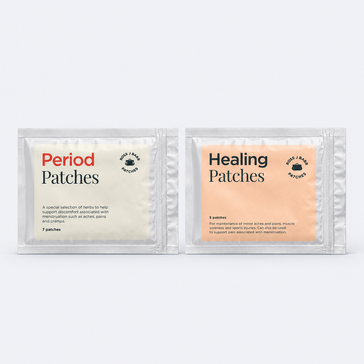 Period & Healing Patches bundle on pale grey background