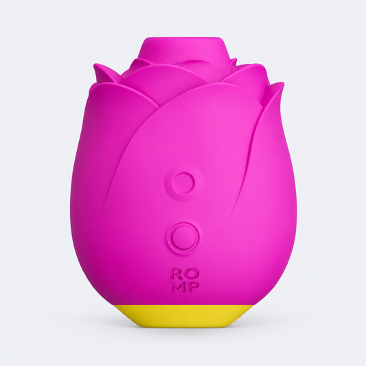 ROMP Rose vibrator in pink on a grey background